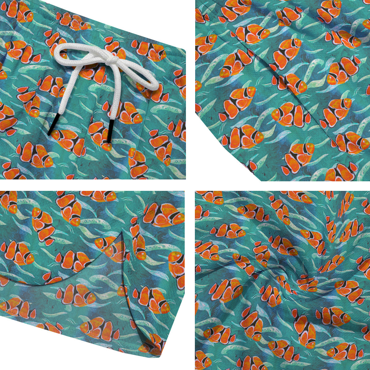 Clownfish Watercolor Blue Print Pattern Men's Running Shorts-grizzshop