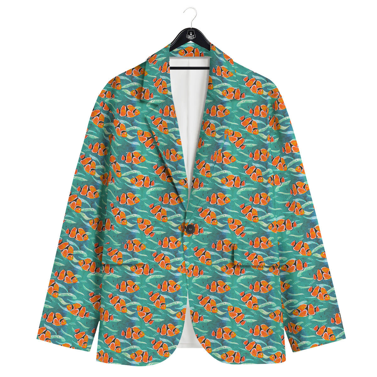 Clownfish Watercolor Blue Print Pattern Men's Sport Coat-grizzshop