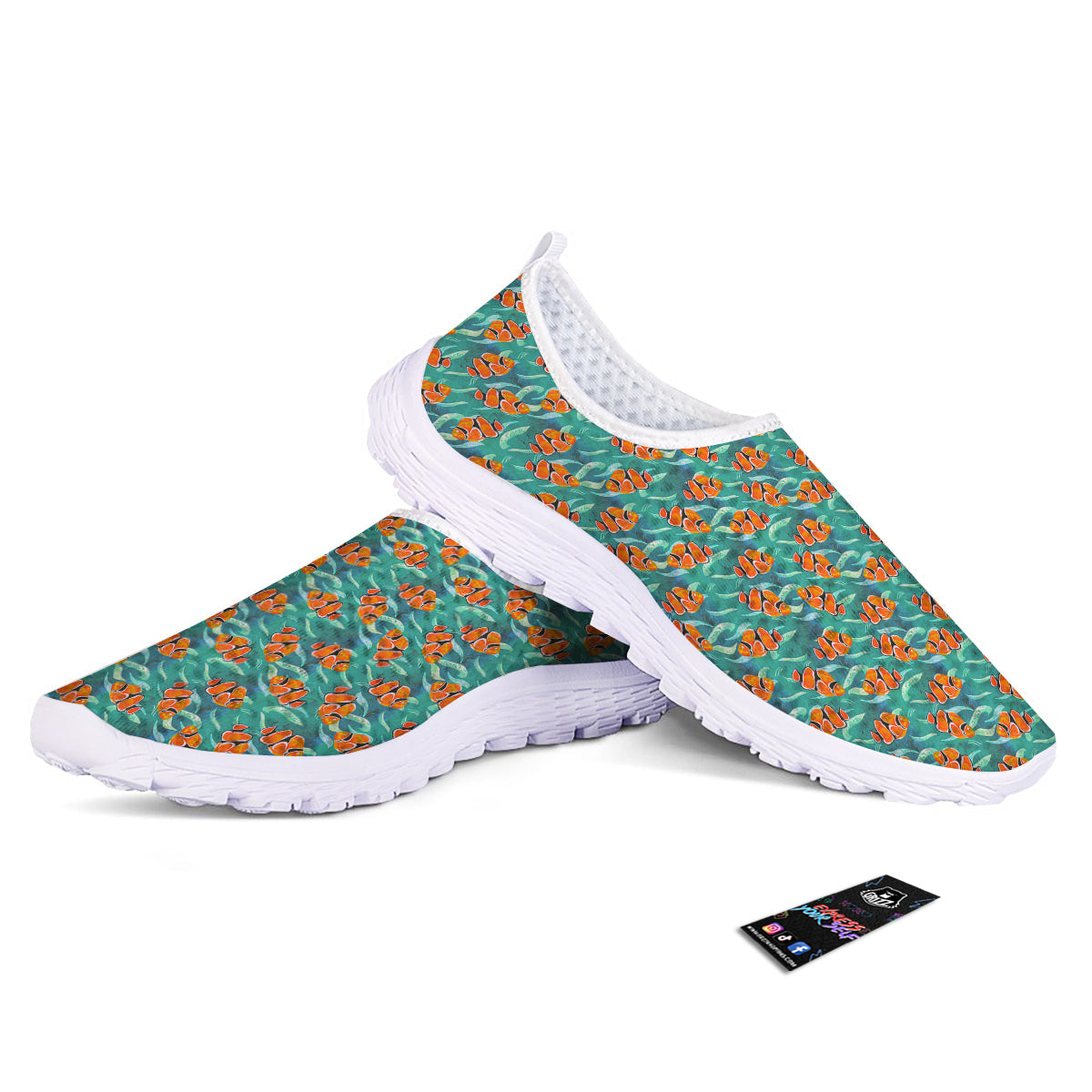 Clownfish Watercolor Blue Print Pattern Nurse Shoes-grizzshop