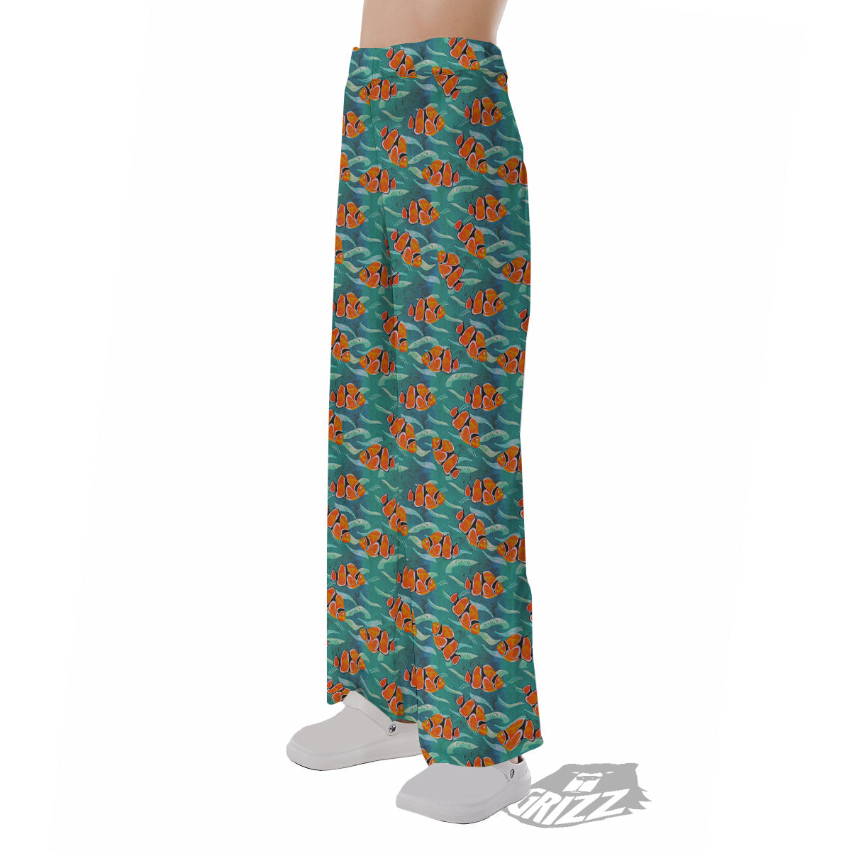 Clownfish Watercolor Blue Print Pattern Pajama Pants-grizzshop