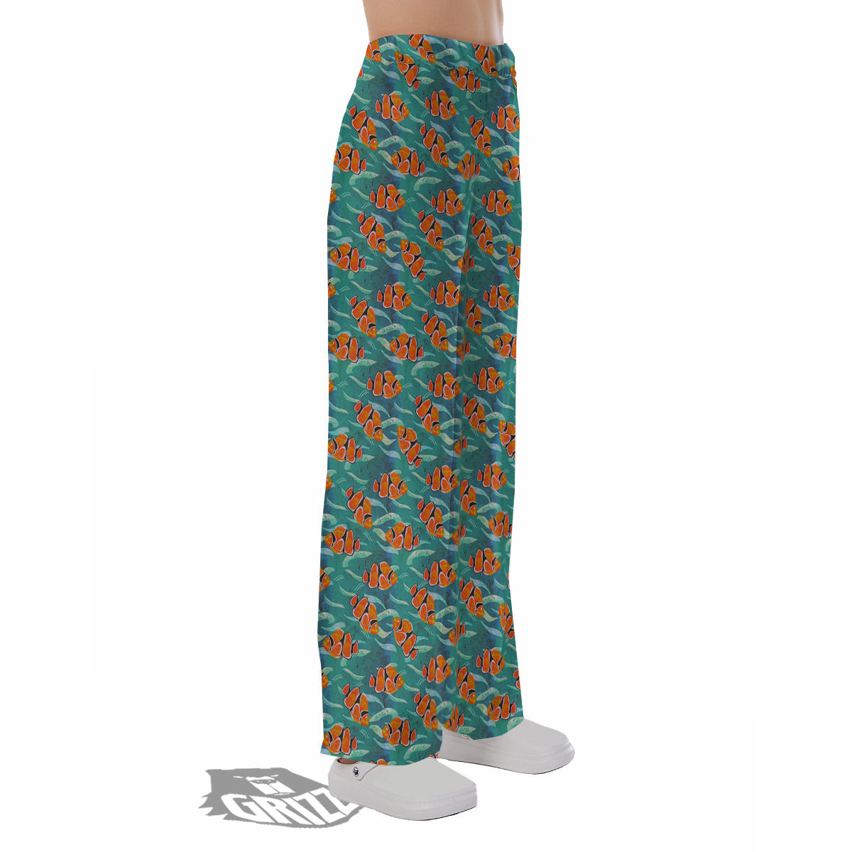 Clownfish Watercolor Blue Print Pattern Pajama Pants-grizzshop