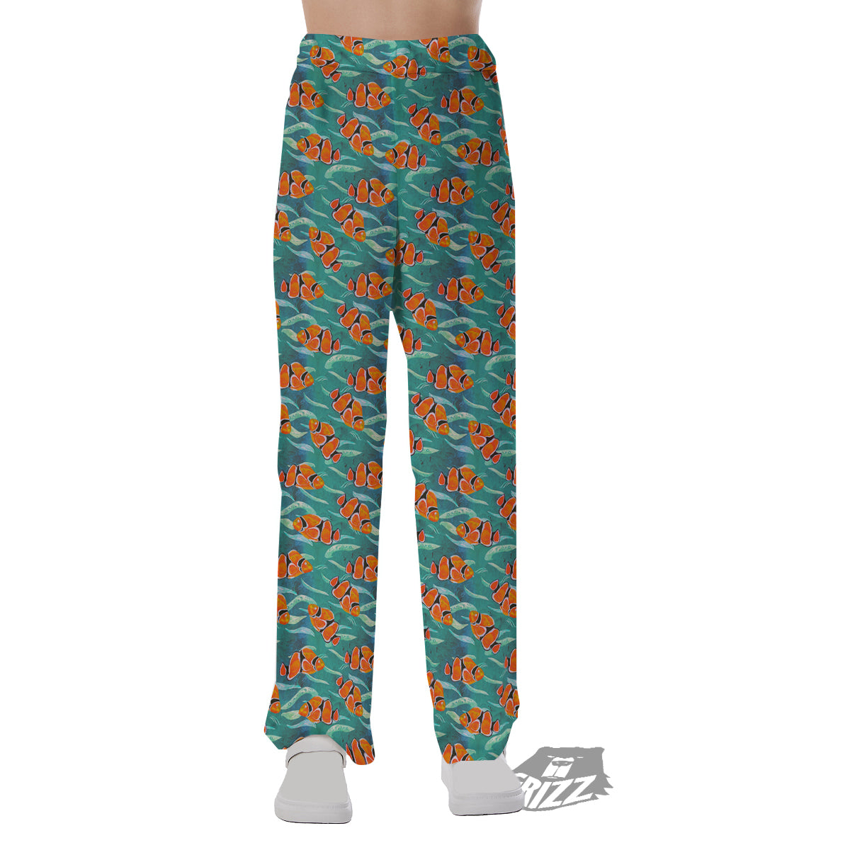 Clownfish Watercolor Blue Print Pattern Pajama Pants-grizzshop