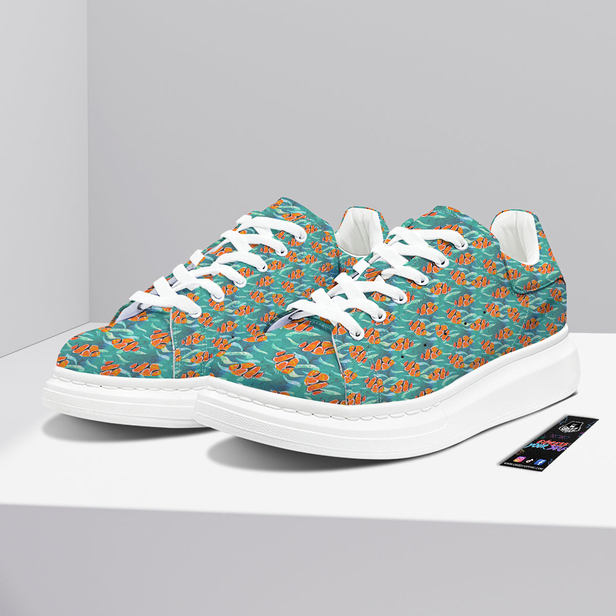 Clownfish Watercolor Blue Print Pattern Platform Shoes-grizzshop
