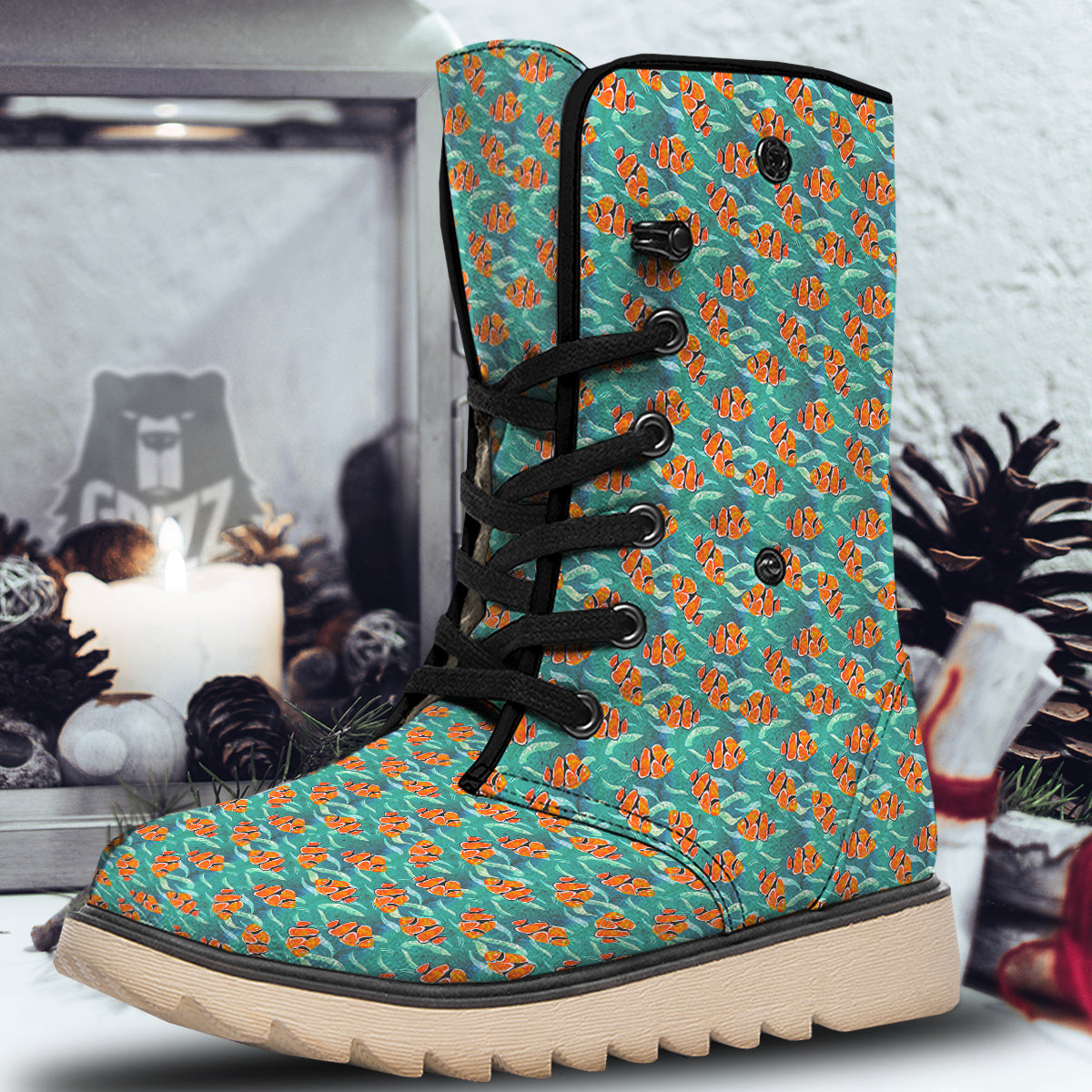 Clownfish Watercolor Blue Print Pattern Snow Boots-grizzshop