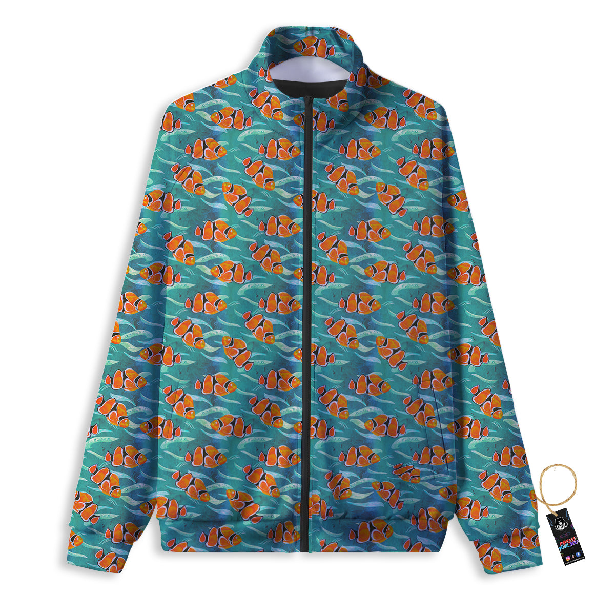 Clownfish Watercolor Blue Print Pattern Track Jacket-grizzshop