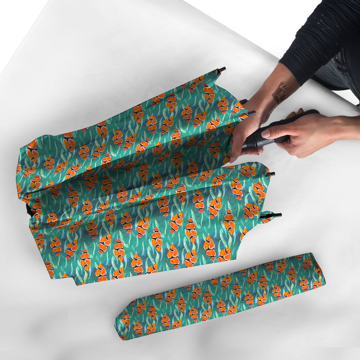 Clownfish Watercolor Blue Print Pattern Umbrella-grizzshop