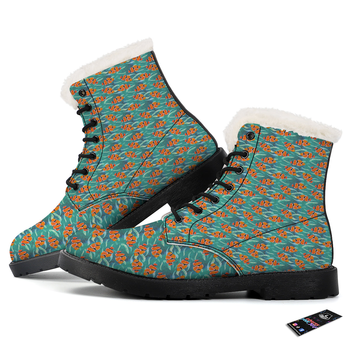 Clownfish Watercolor Blue Print Pattern Winter Boots-grizzshop