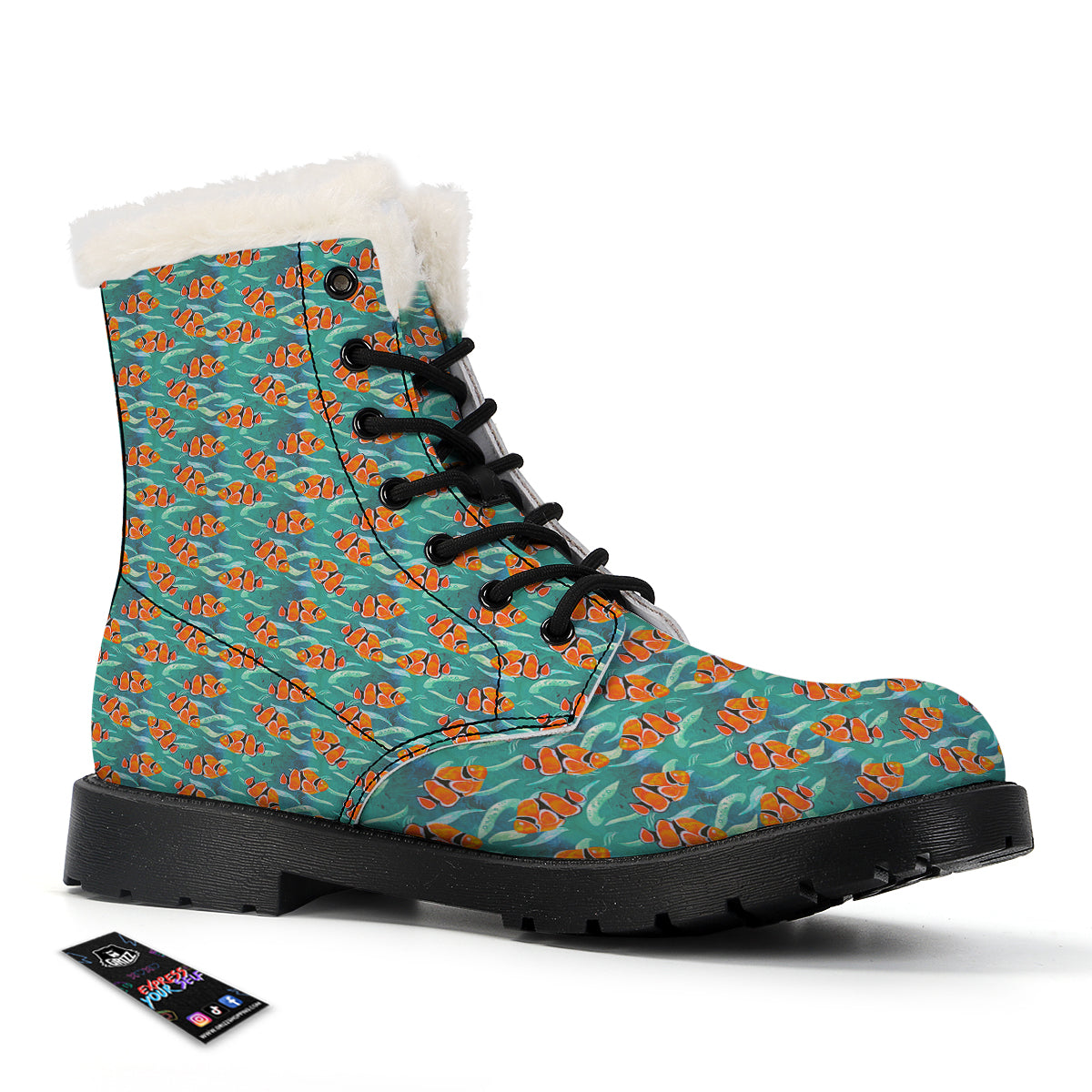 Clownfish Watercolor Blue Print Pattern Winter Boots-grizzshop
