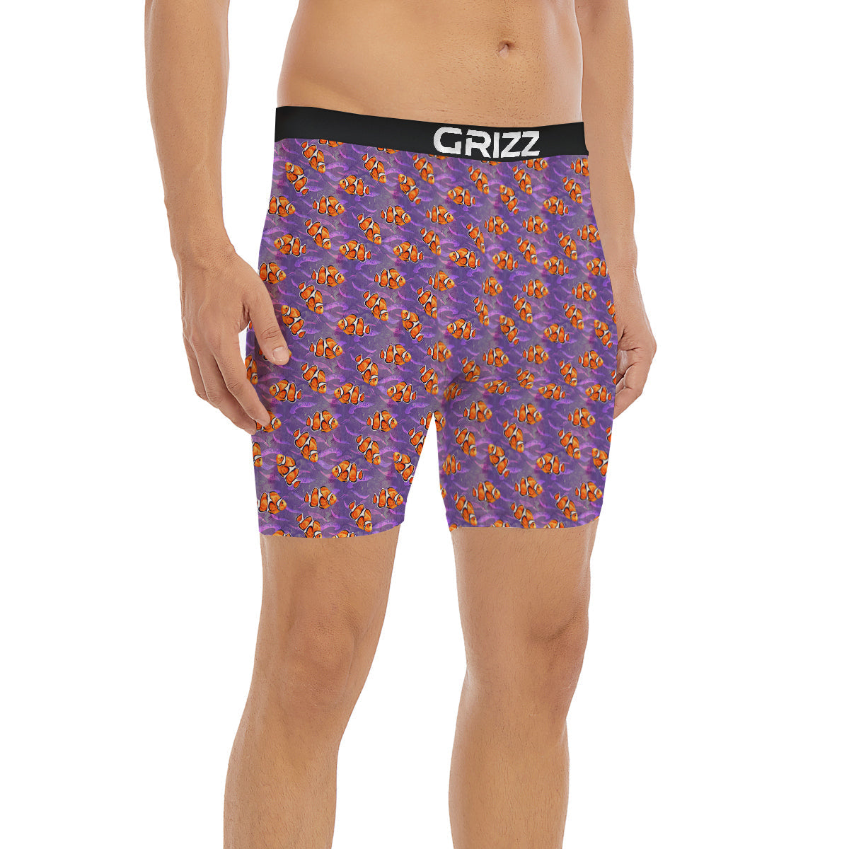 Clownfish Watercolor Purple Print Pattern Boxer Briefs-grizzshop