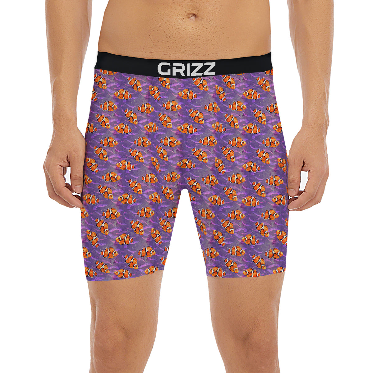 Clownfish Watercolor Purple Print Pattern Boxer Briefs-grizzshop