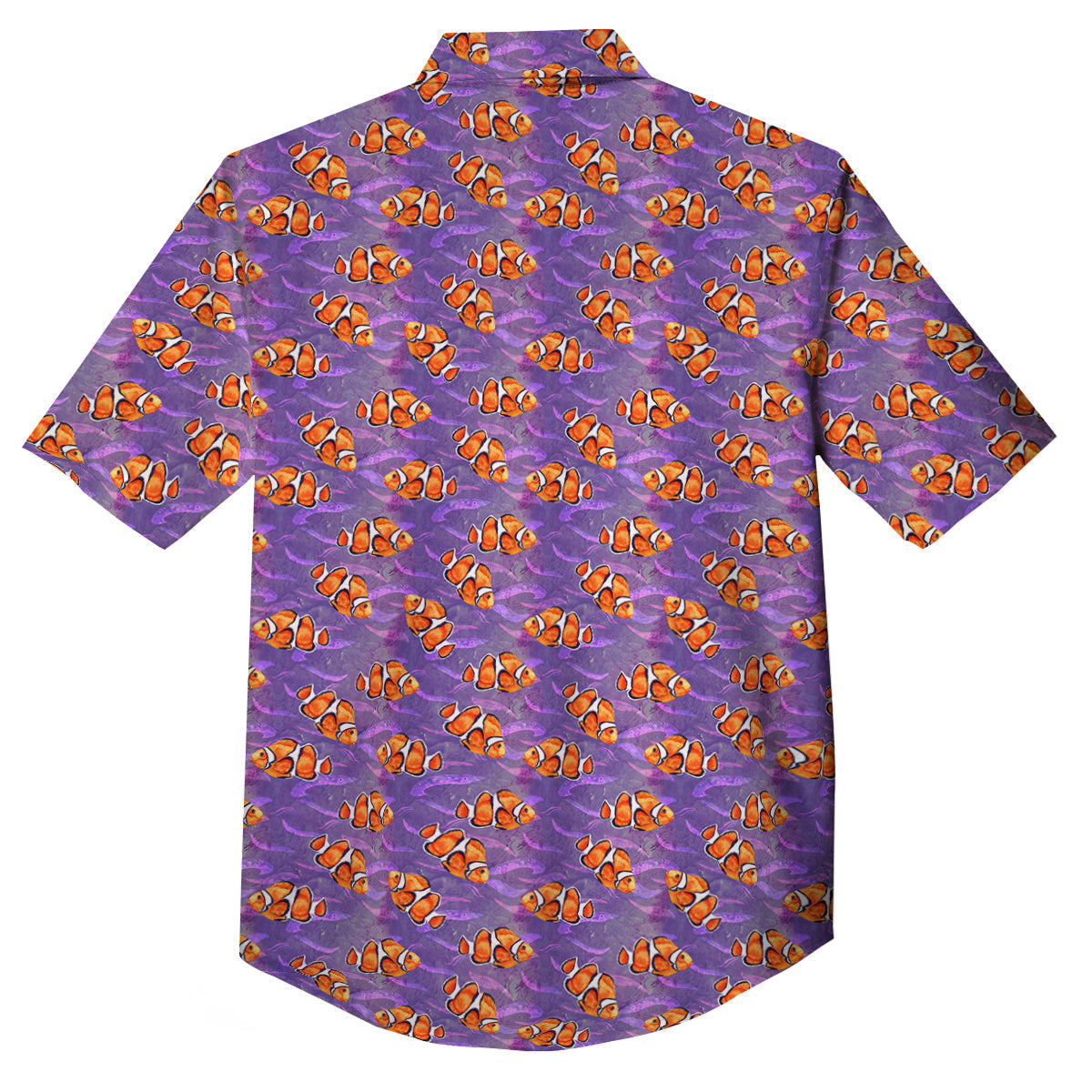 Clownfish Watercolor Purple Print Pattern Button Up Shirt-grizzshop