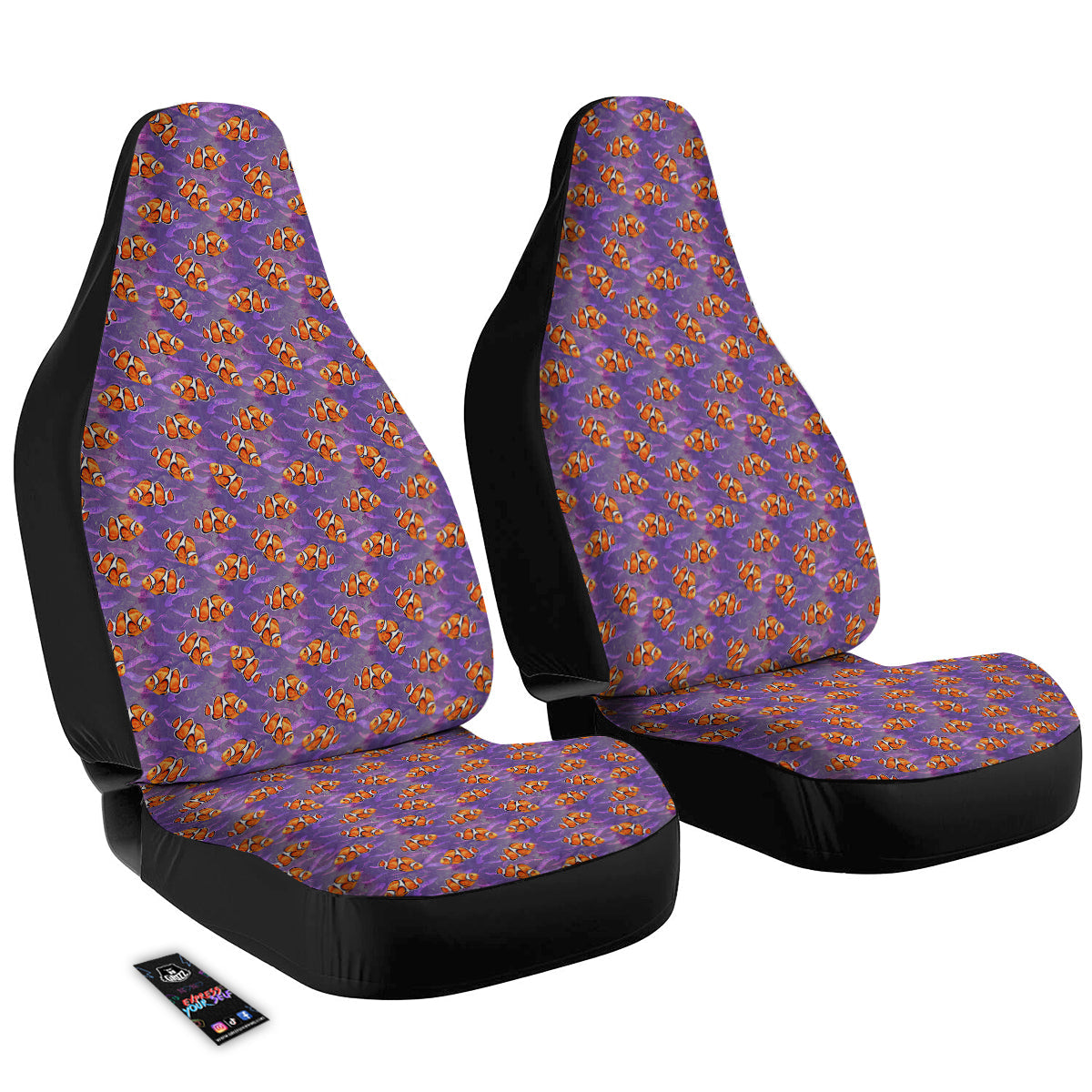 Clownfish Watercolor Purple Print Pattern Car Seat Covers-grizzshop