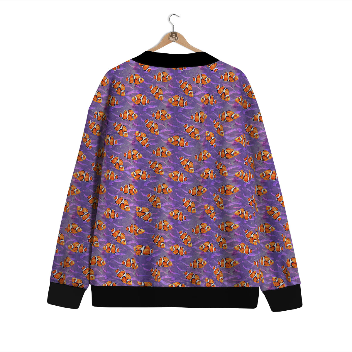 Clownfish Watercolor Purple Print Pattern Cardigan-grizzshop