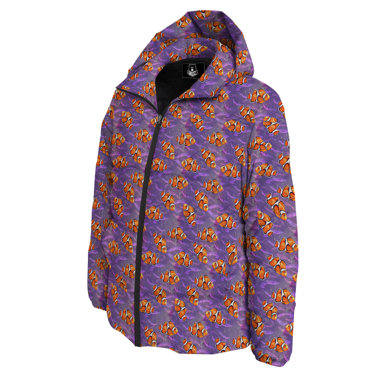 Clownfish Watercolor Purple Print Pattern Down Jacket-grizzshop