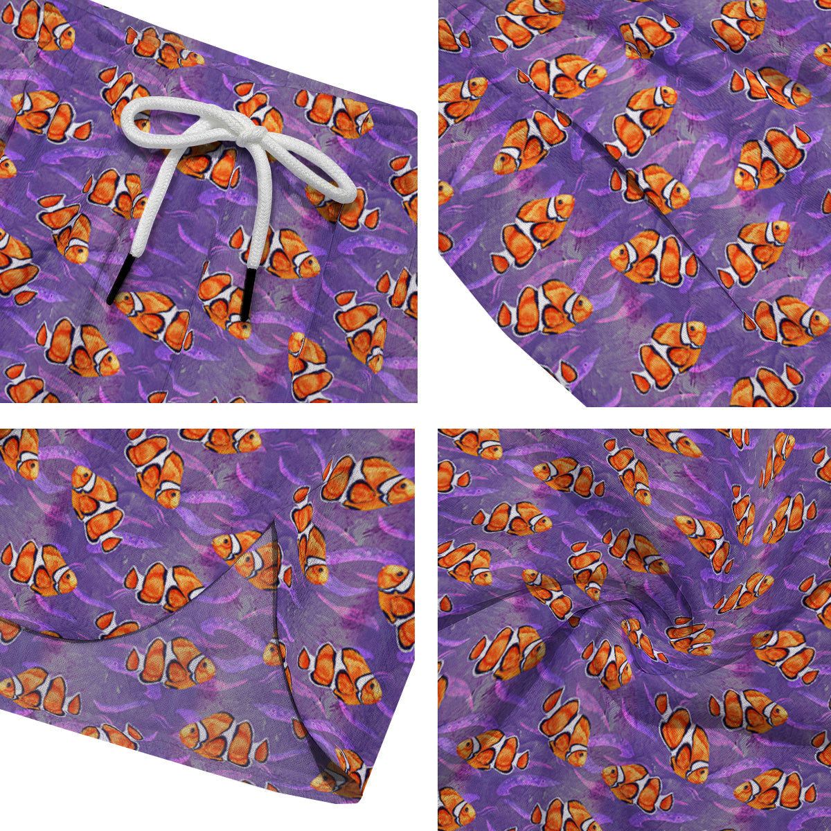Clownfish Watercolor Purple Print Pattern Men's Running Shorts-grizzshop