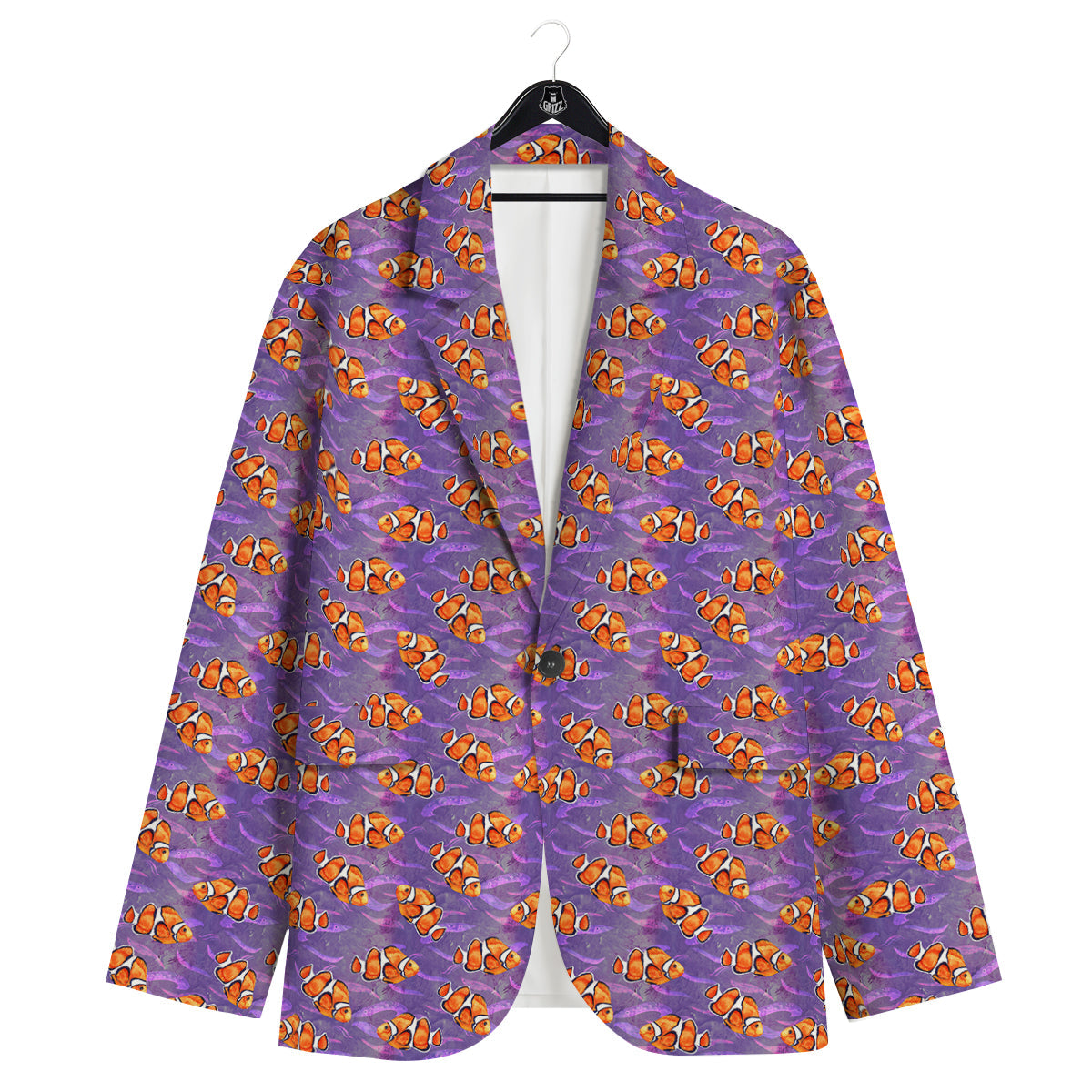 Clownfish Watercolor Purple Print Pattern Men's Sport Coat-grizzshop