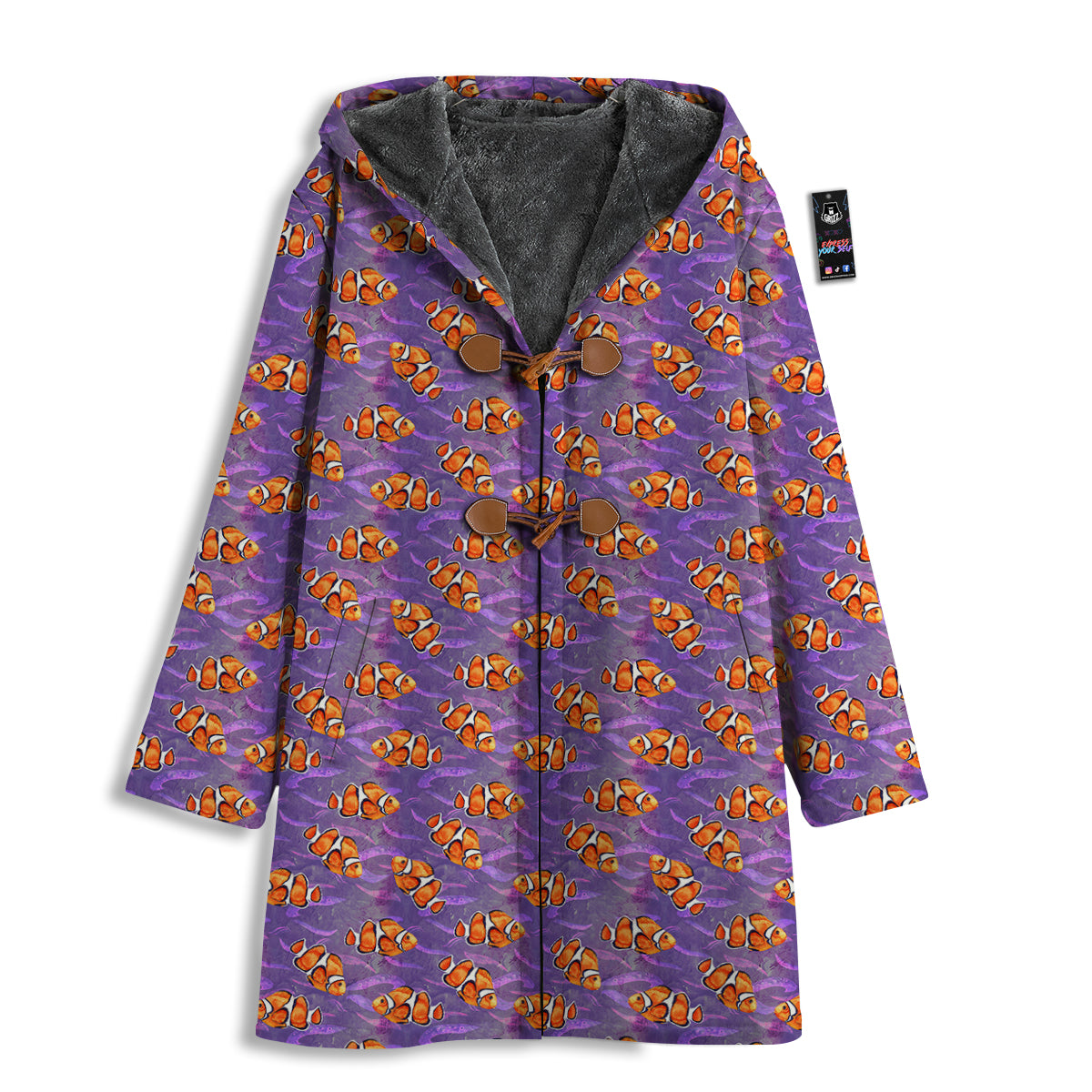 Clownfish Watercolor Purple Print Pattern Men's Windbreaker Jacket-grizzshop