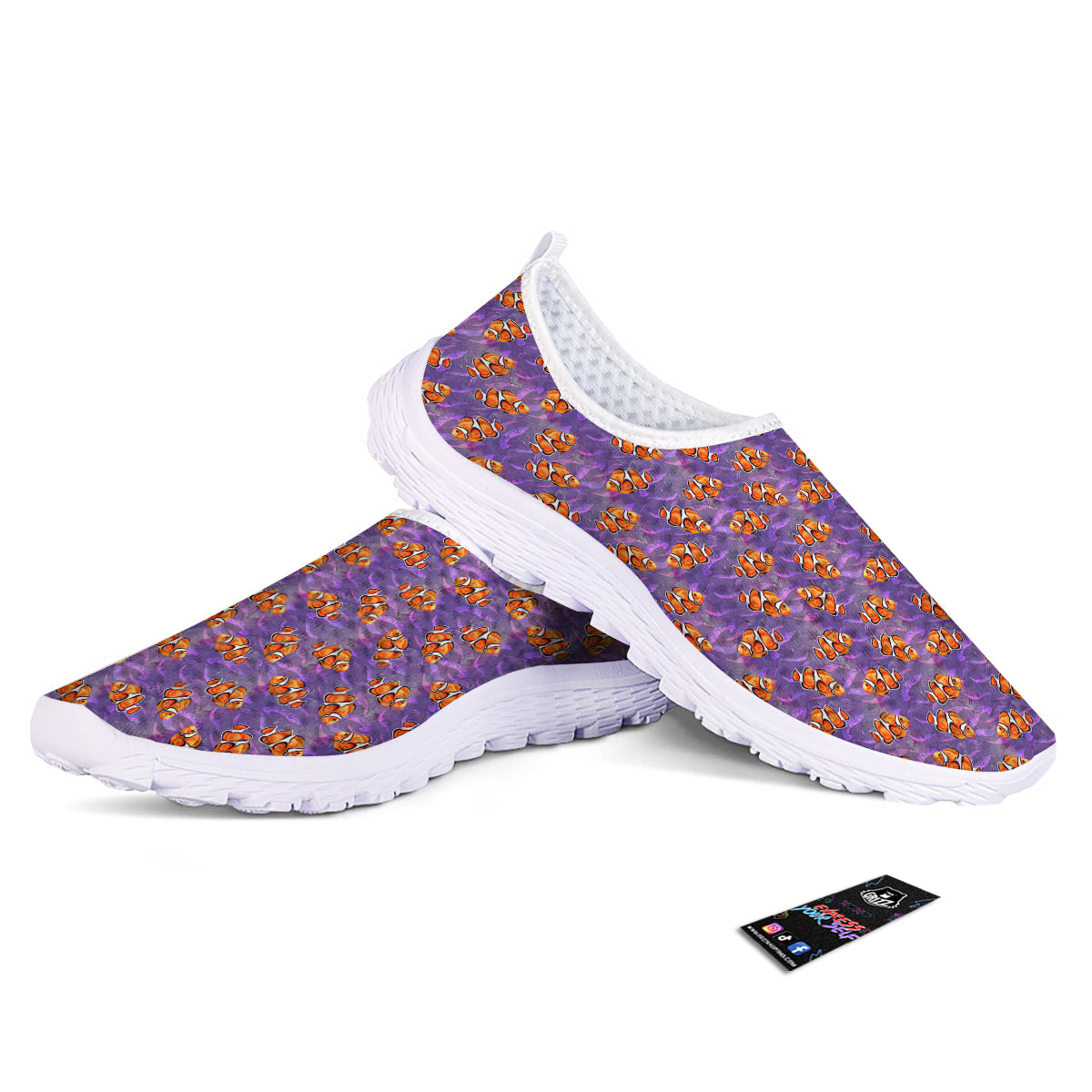 Clownfish Watercolor Purple Print Pattern Nurse Shoes-grizzshop