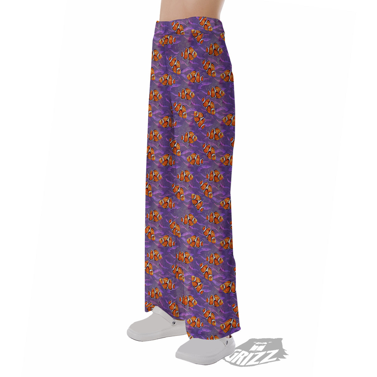 Clownfish Watercolor Purple Print Pattern Pajama Pants-grizzshop