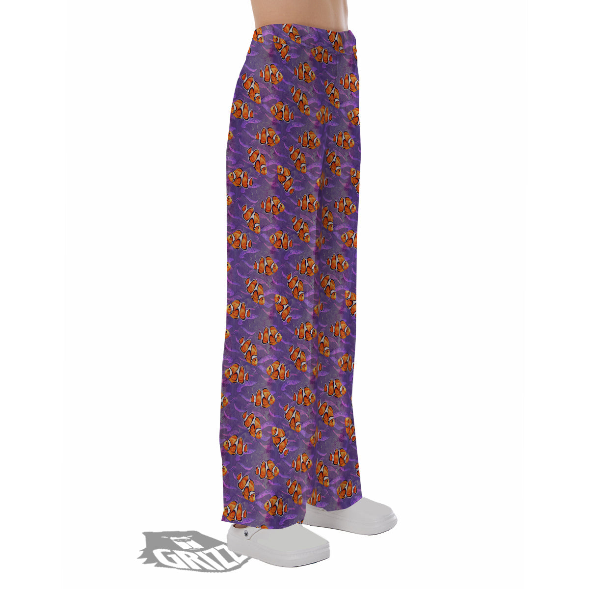 Clownfish Watercolor Purple Print Pattern Pajama Pants-grizzshop