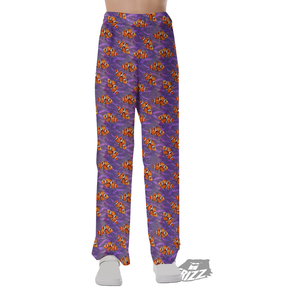Clownfish Watercolor Purple Print Pattern Pajama Pants-grizzshop