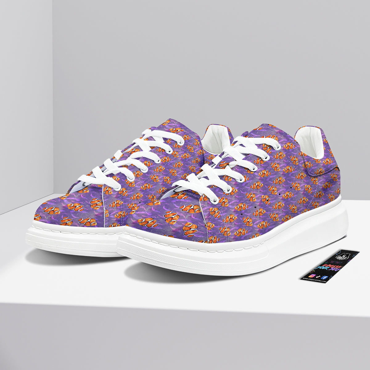 Clownfish Watercolor Purple Print Pattern Platform Shoes-grizzshop
