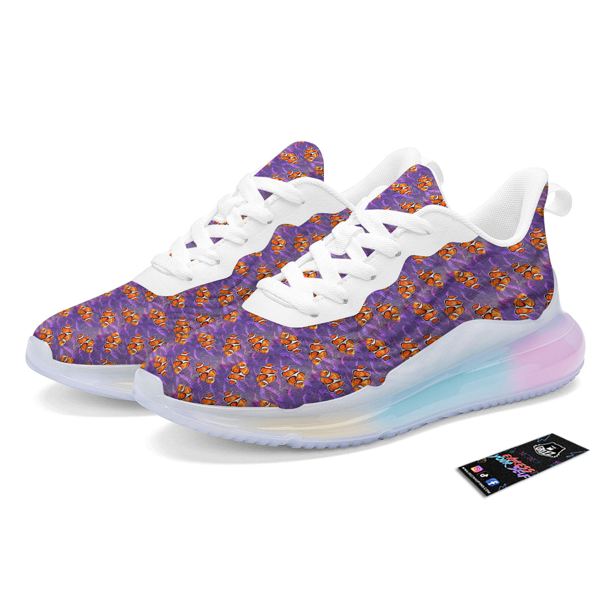 Clownfish Watercolor Purple Print Pattern Running Sneakers-grizzshop