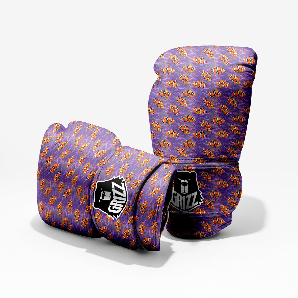 Clownfish Watercolor Purple Print Pattern Pro Boxing Glove