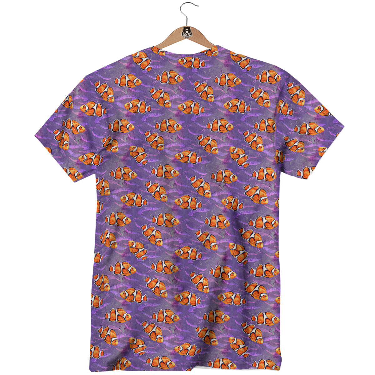 Clownfish Watercolor Purple Print Pattern T-Shirt-grizzshop