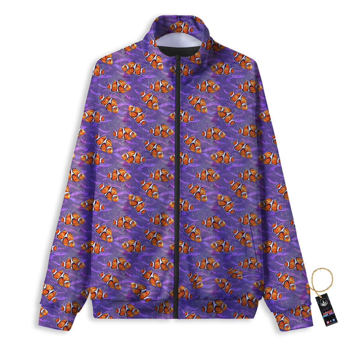 Clownfish Watercolor Purple Print Pattern Track Jacket-grizzshop