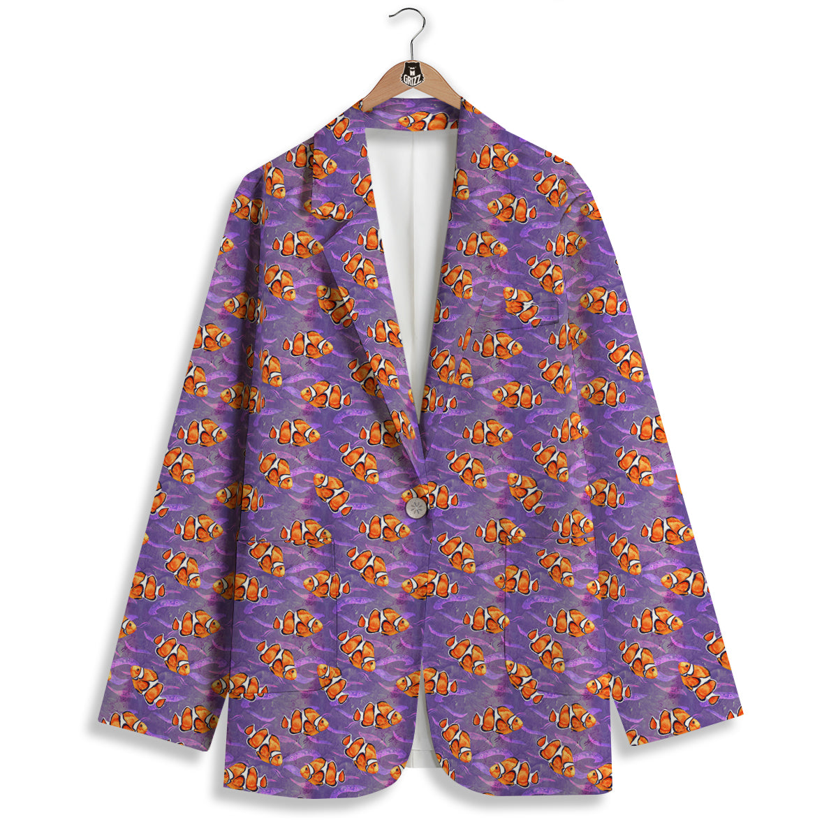 Clownfish Watercolor Purple Print Pattern Women's Blazer-grizzshop
