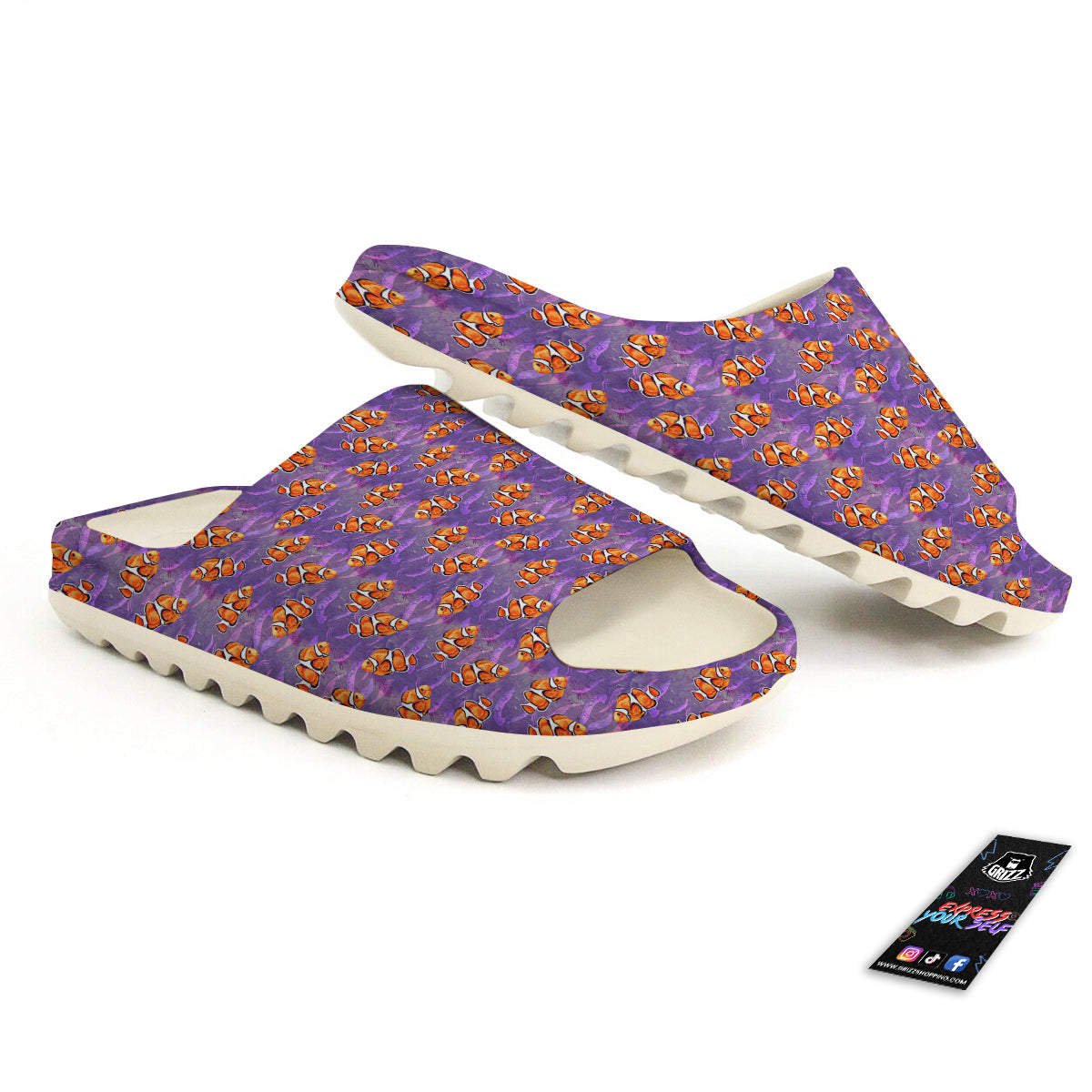 Clownfish Watercolor Purple Print Pattern Sandals-grizzshop