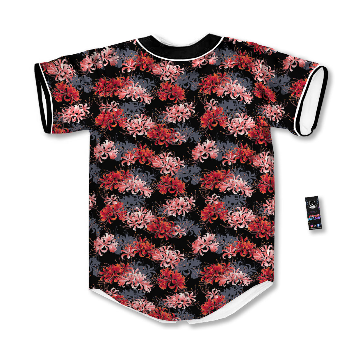 Cluster Amaryllis Japanese Print Pattern Baseball Jersey-grizzshop