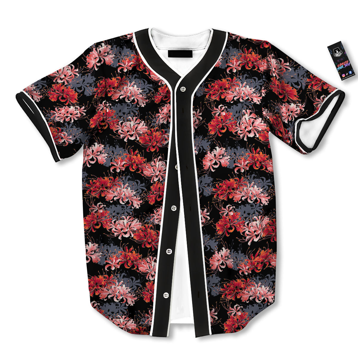 Cluster Amaryllis Japanese Print Pattern Baseball Jersey-grizzshop
