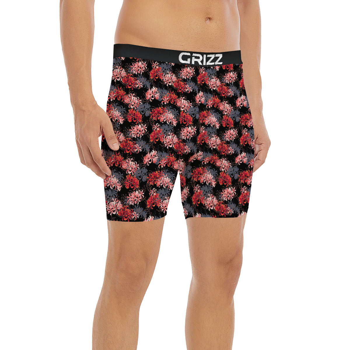 Cluster Amaryllis Japanese Print Pattern Boxer Briefs-grizzshop