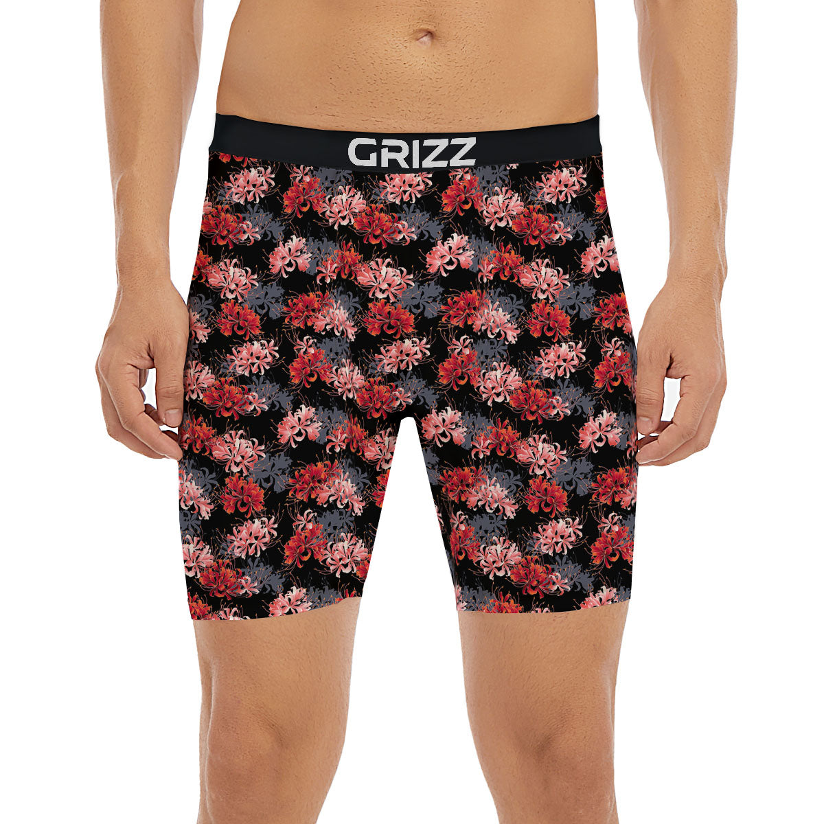 Cluster Amaryllis Japanese Print Pattern Boxer Briefs-grizzshop