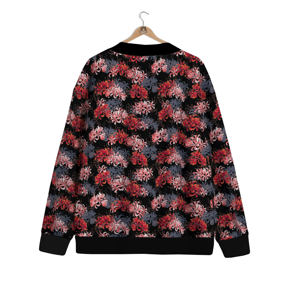 Cluster Amaryllis Japanese Print Pattern Cardigan-grizzshop