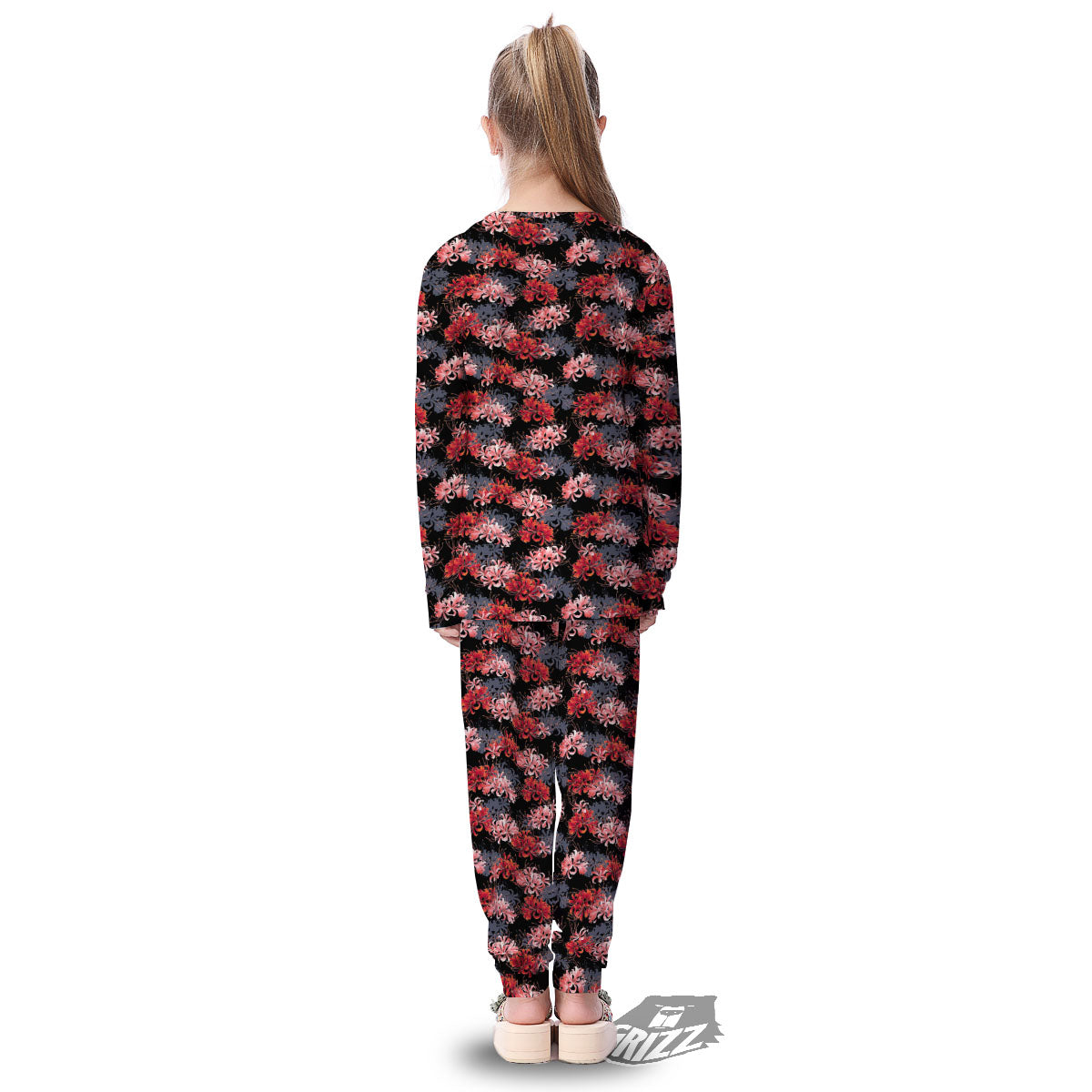 Cluster Amaryllis Japanese Print Pattern Kid's Pajamas-grizzshop