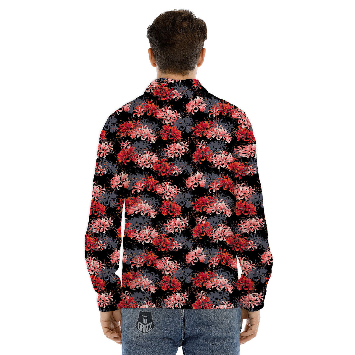 Cluster Amaryllis Japanese Print Pattern Men's Dress Shirts-grizzshop