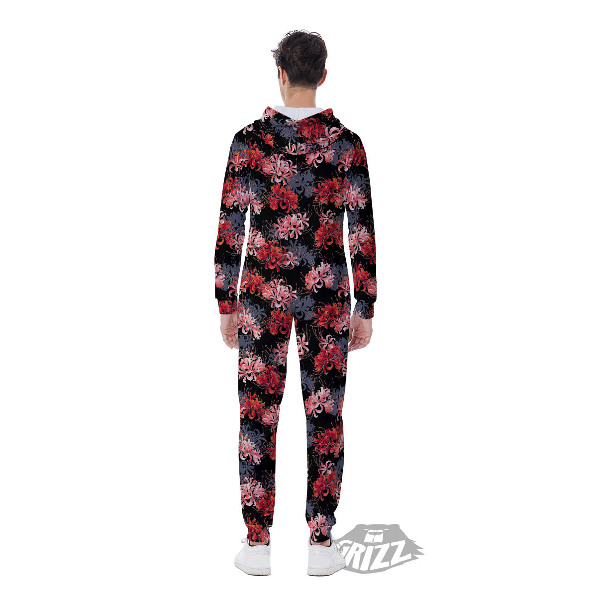 Cluster Amaryllis Japanese Print Pattern Men's Jumpsuit-grizzshop