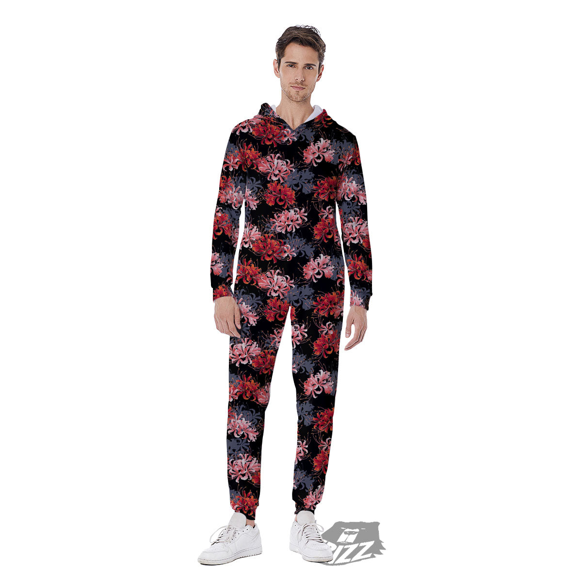 Cluster Amaryllis Japanese Print Pattern Men's Jumpsuit-grizzshop