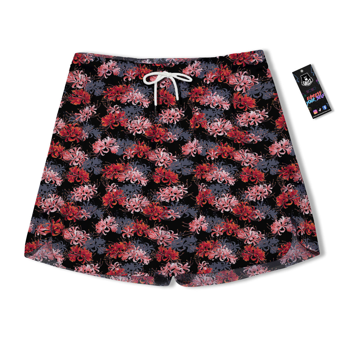 Cluster Amaryllis Japanese Print Pattern Men's Running Shorts-grizzshop