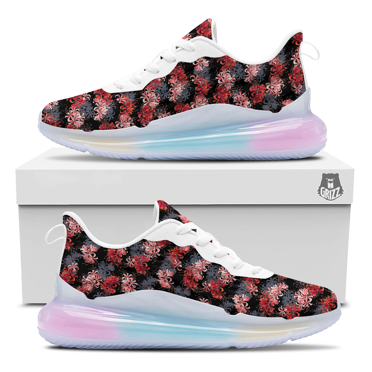 Cluster Amaryllis Japanese Print Pattern Running Sneakers-grizzshop