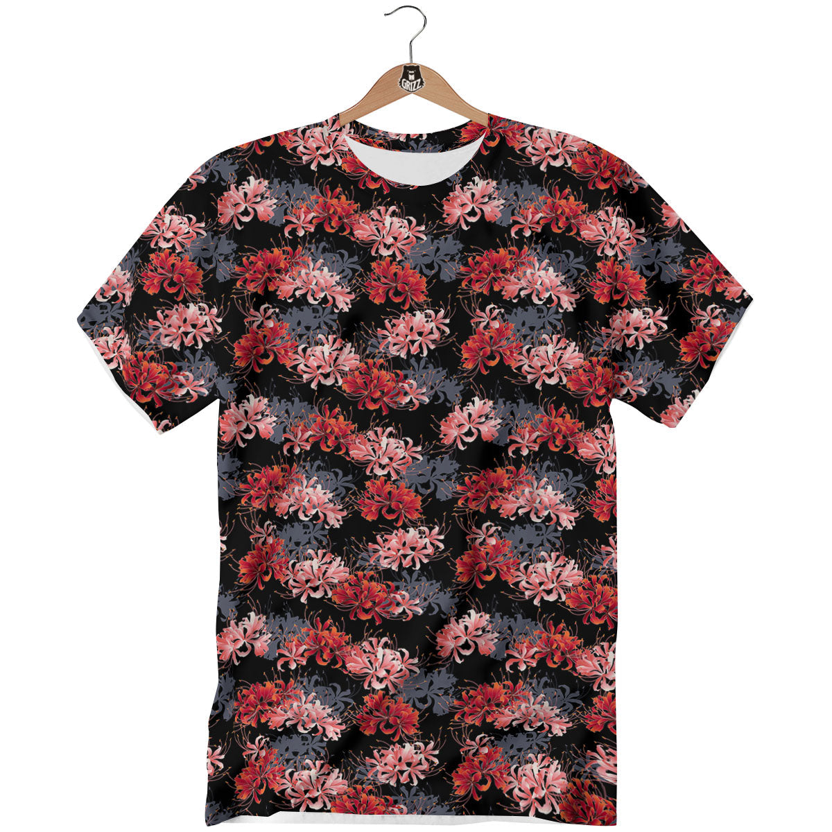 Cluster Amaryllis Japanese Print Pattern T-Shirt-grizzshop