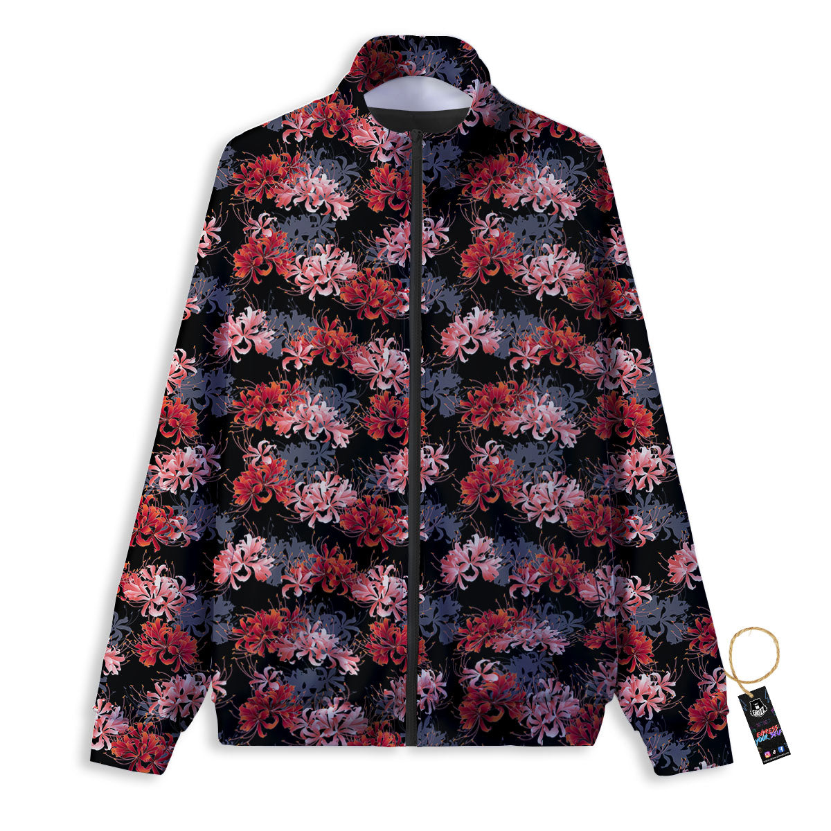 Cluster Amaryllis Japanese Print Pattern Track Jacket-grizzshop