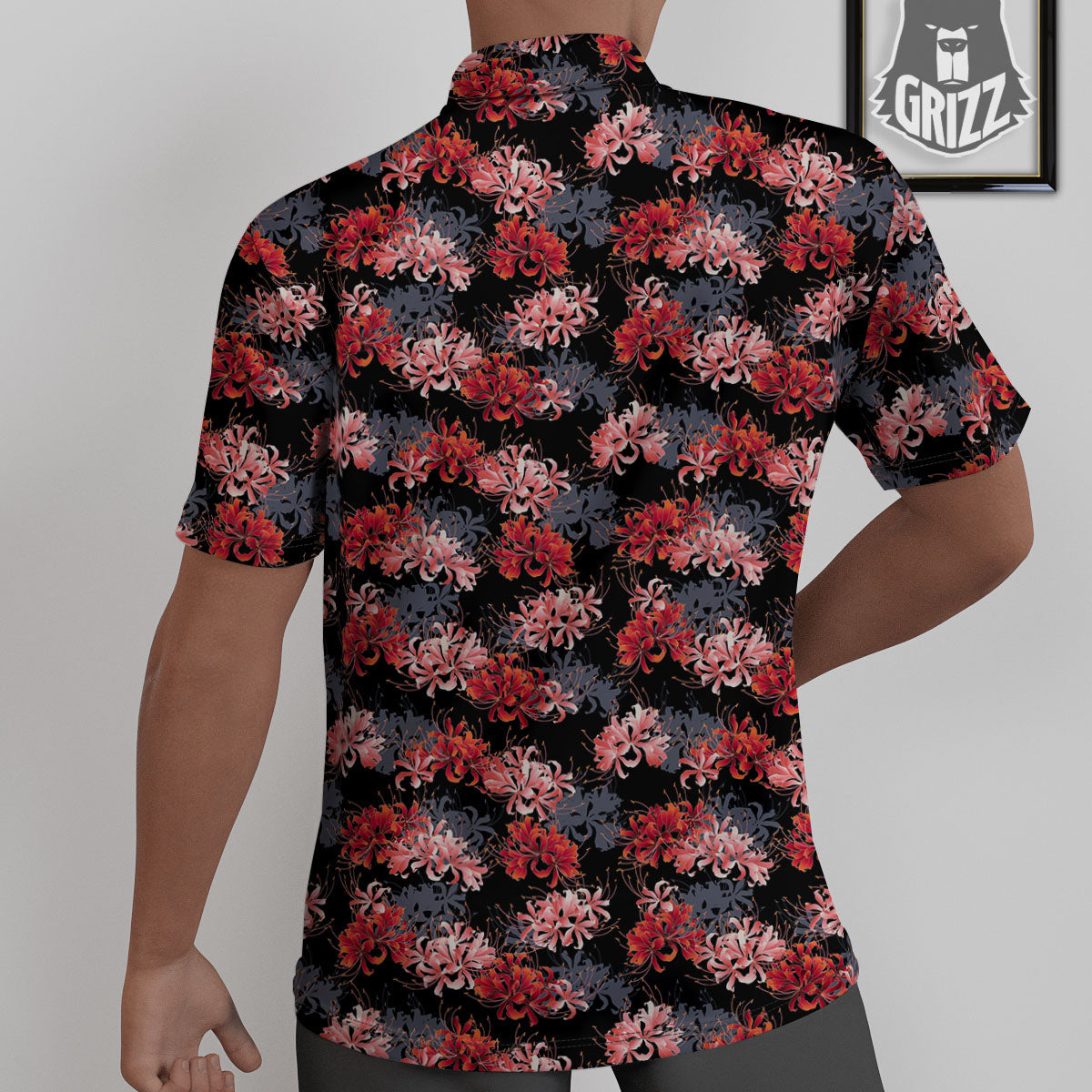 Cluster Amaryllis Japanese Print Pattern Untucked Shirts-grizzshop