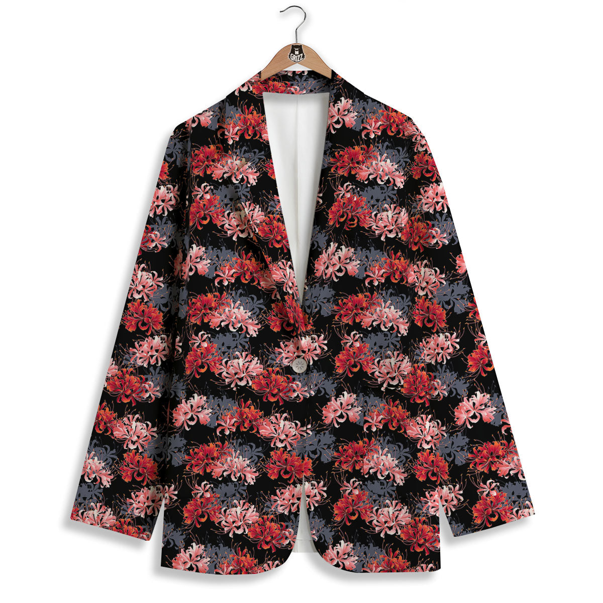 Cluster Amaryllis Japanese Print Pattern Women's Blazer-grizzshop