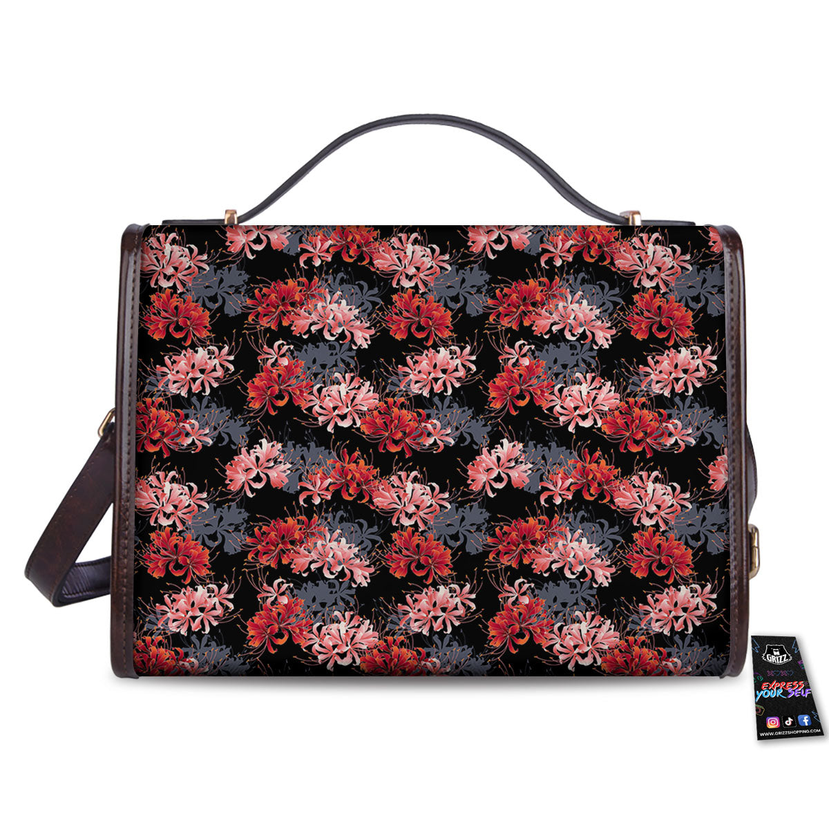 Cluster Amaryllis Japanese Print Pattern Women's Satchel Bag-grizzshop