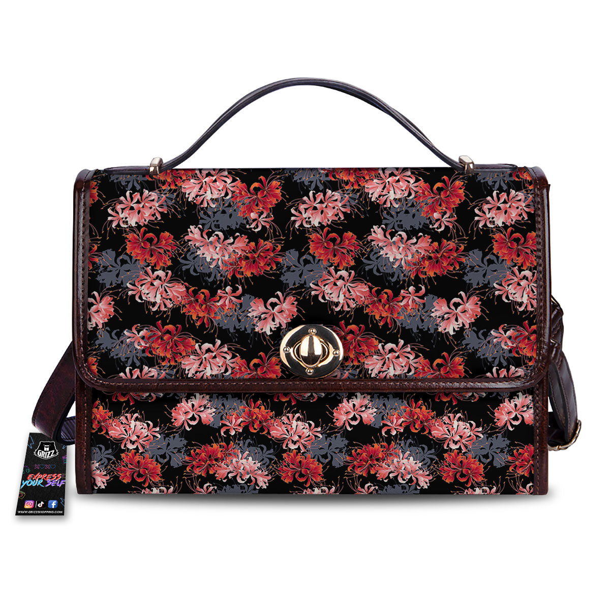 Cluster Amaryllis Japanese Print Pattern Women's Satchel Bag-grizzshop