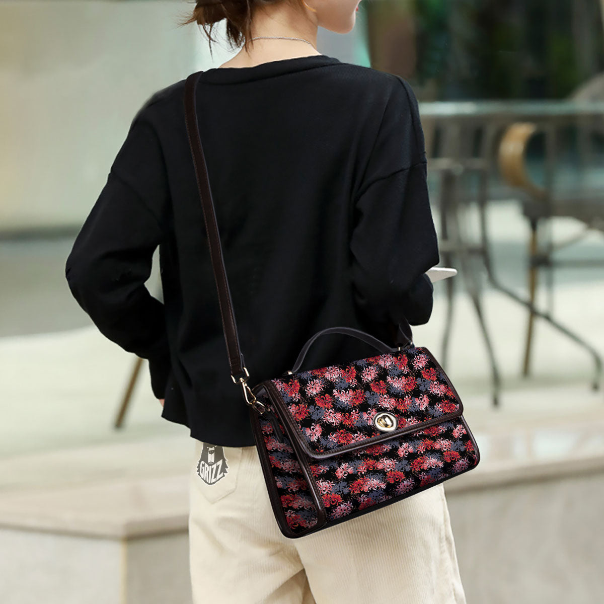 Cluster Amaryllis Japanese Print Pattern Women's Satchel Bag